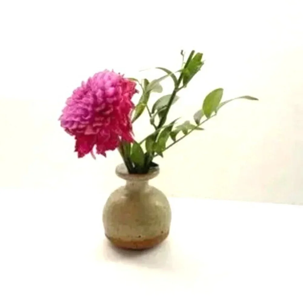 Miniature Studio Pottery Bud Vase Neutral Speckled Tan Brown Handmade Artist Sta
